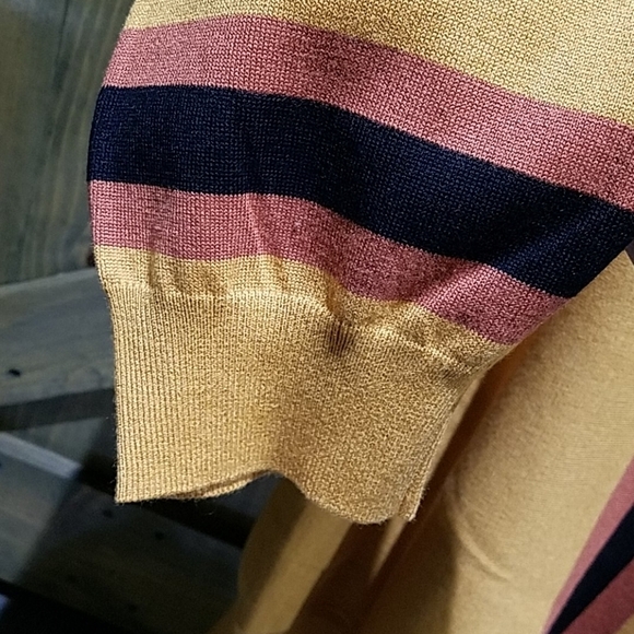89Th & MADISON YELLOW BRIEN ROUND NECK SWEATER VERTICAL STRIPE SIZE LARGE - Picture 4 of 7